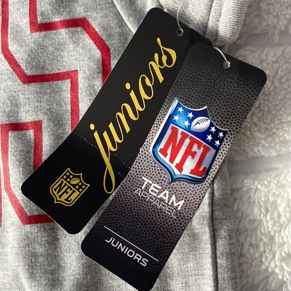 NFL 49ers Logo Hooded Gray Short-sleeve Sweatshirt - Picture 4 of 5